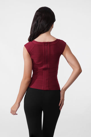Karlie - Bandage Top  in Cherry Maroon