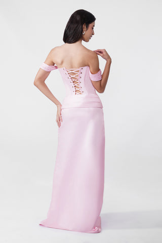 Delphine - Baby Pink Corset Maxi Dress