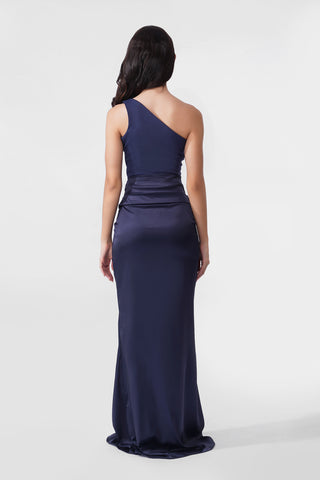 Jacqueline - Navy Blue One shoulder Maxi dress