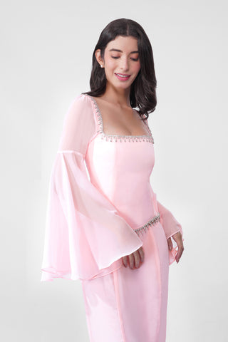 Zaina - Rhinestone Corset Top in Baby Pink