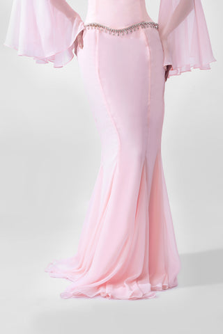 Fiza - Flared Pink Maxi Skirt in Baby Pink