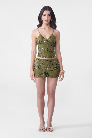 Marella - Hand Embellished Sequin in Green Skirt