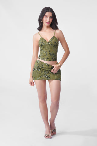 Marella - Hand Embellished Sequin in Green Skirt