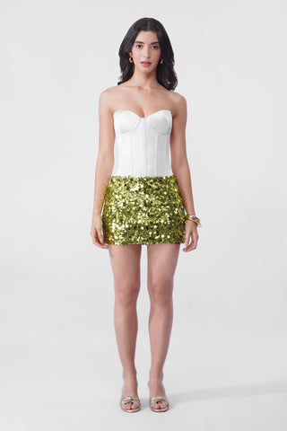 Marella - Mini Sequin Skirt in Green